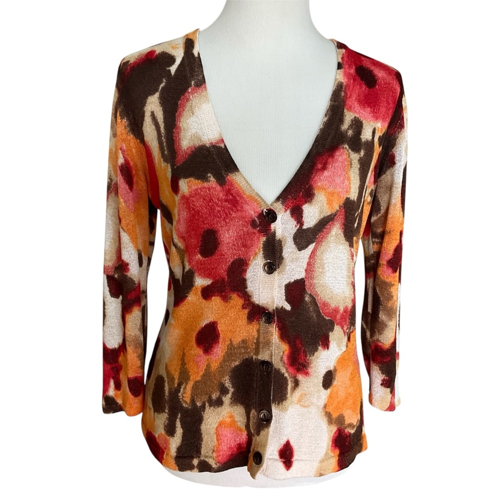 Jones New York Vibrant Multicolor V-neck Cardigan S